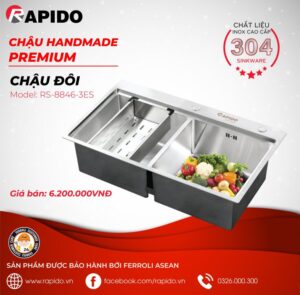 Chậu rửa inox 304 RS-8846-3ES
